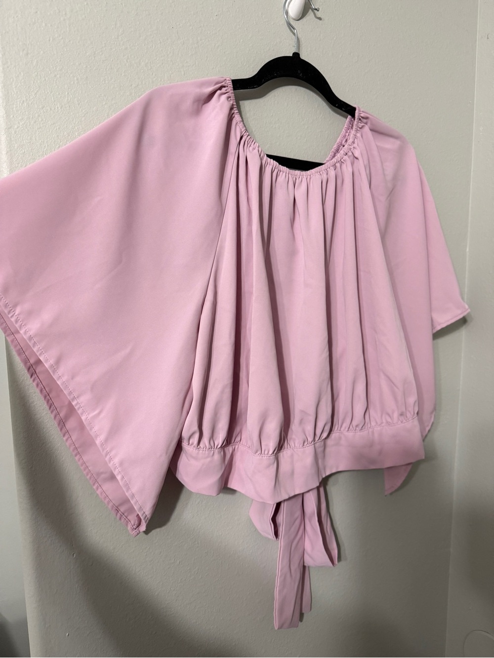 Boho Fairy Flowy Whimsical Sleeve Tie Waist Soft Pink Top Blouse 3XL
